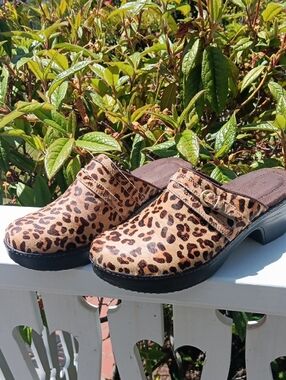 Lands' End Leopard Print Slip-On Clogs